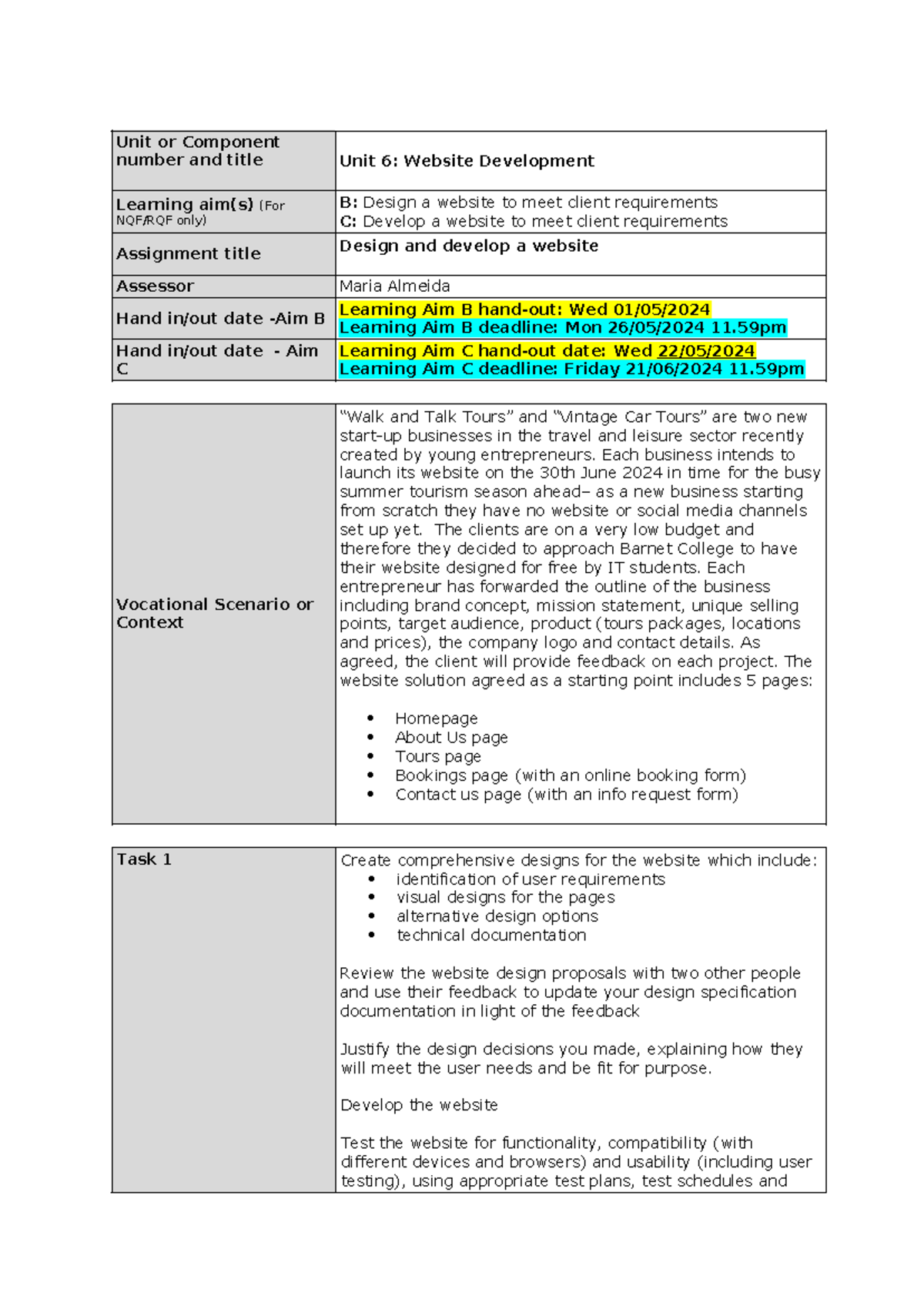 Assignment 2 - Website Design Checklist - Unit Or Component Number And ...