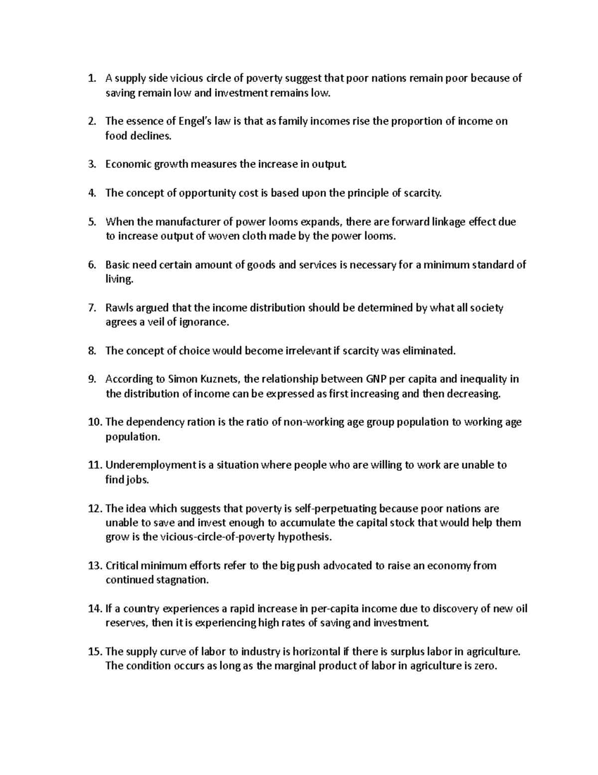 Final Term - Critical Points - A supply side vicious circle of poverty ...