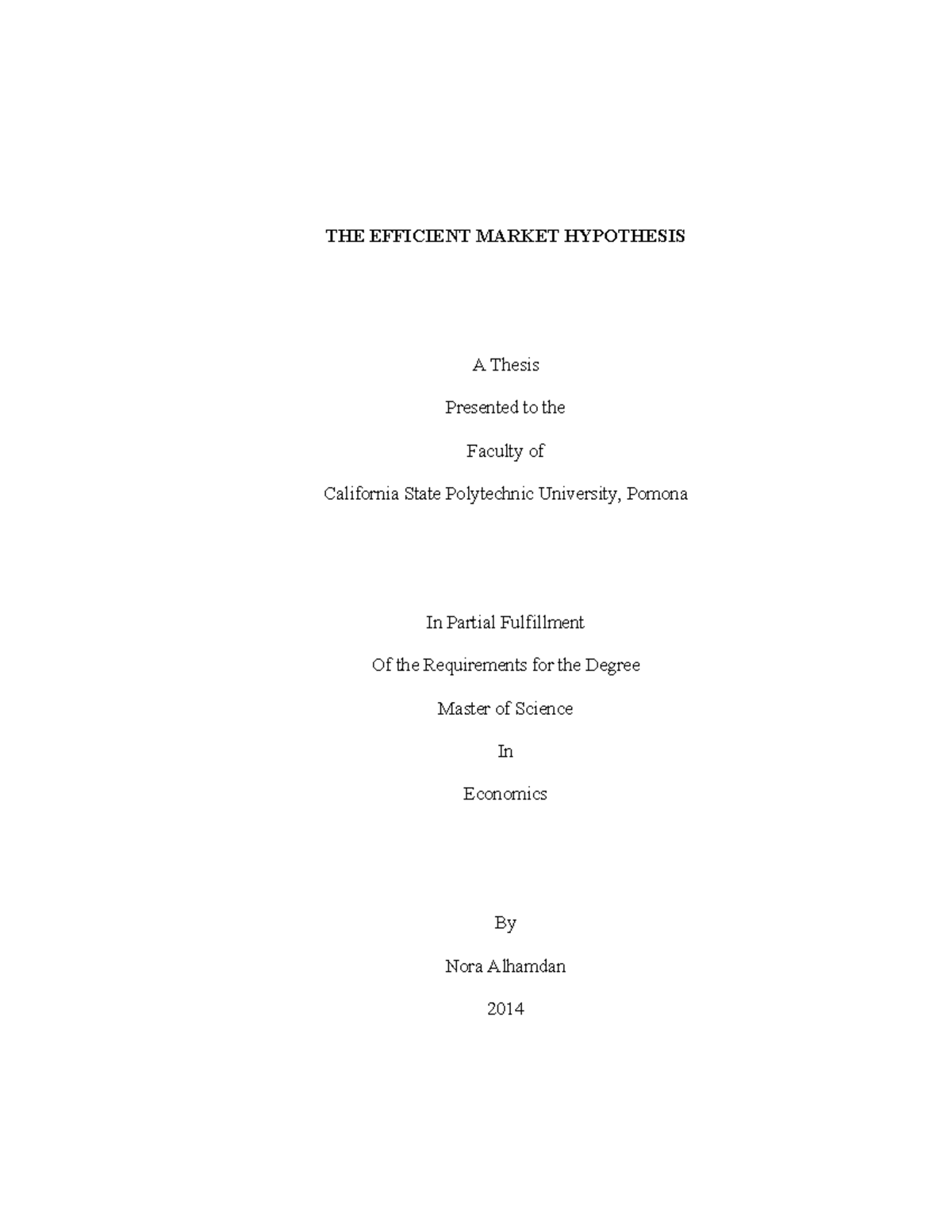 EMH Analysis using python - THE EFFICIENT MARKET HYPOTHESIS A Thesis ...