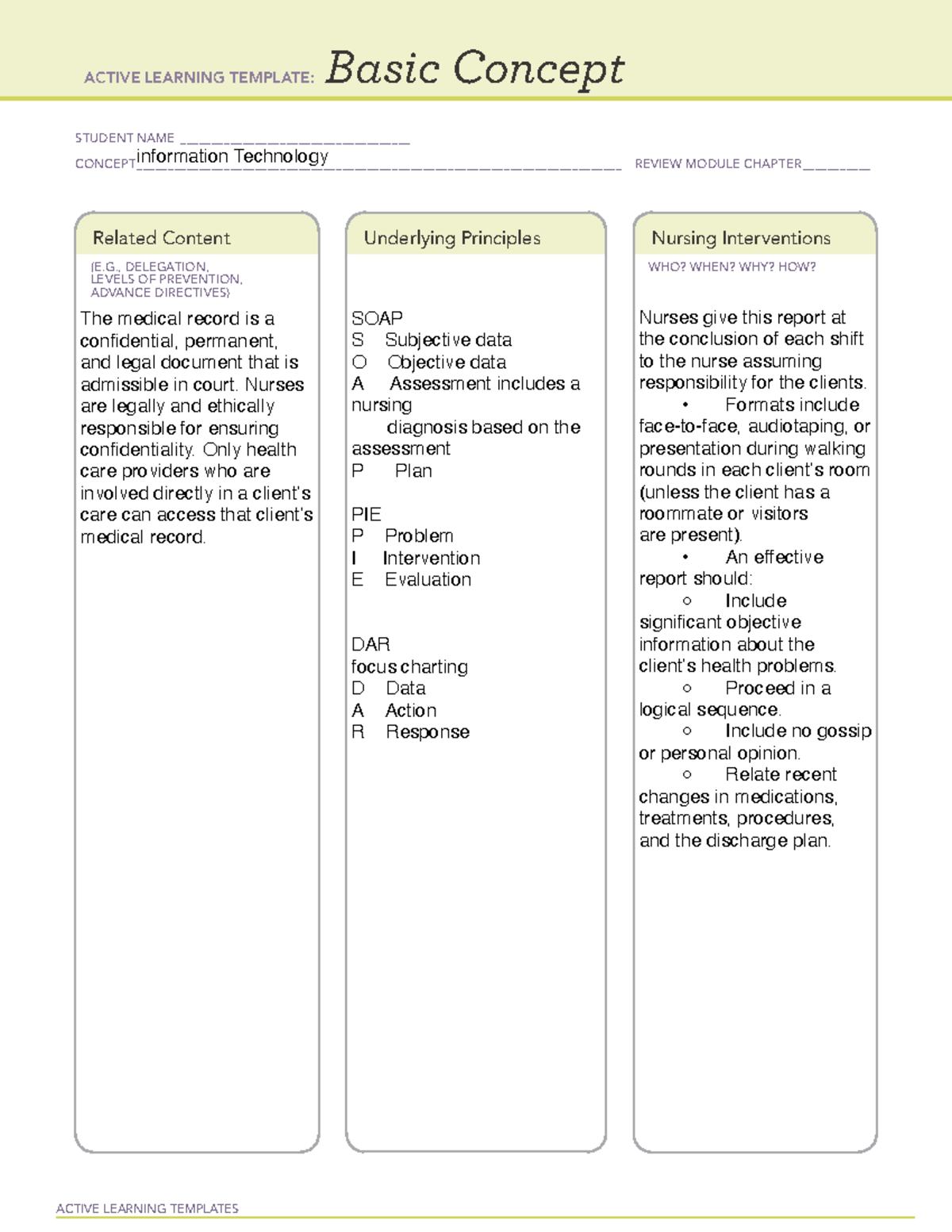 Information Technolog - NUR1211 - ACTIVE LEARNING TEMPLATES Basic ...