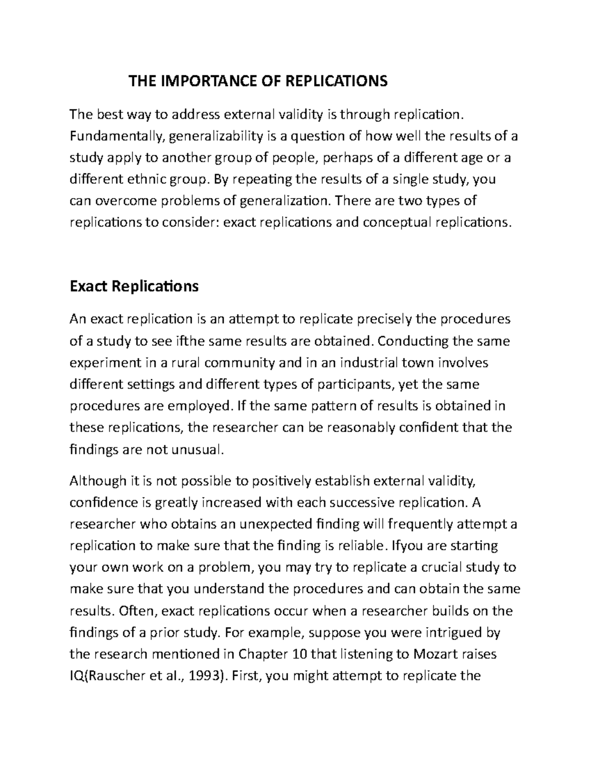 THE Importance OF Replications - THE IMPORTANCE OF REPLICATIONS The ...