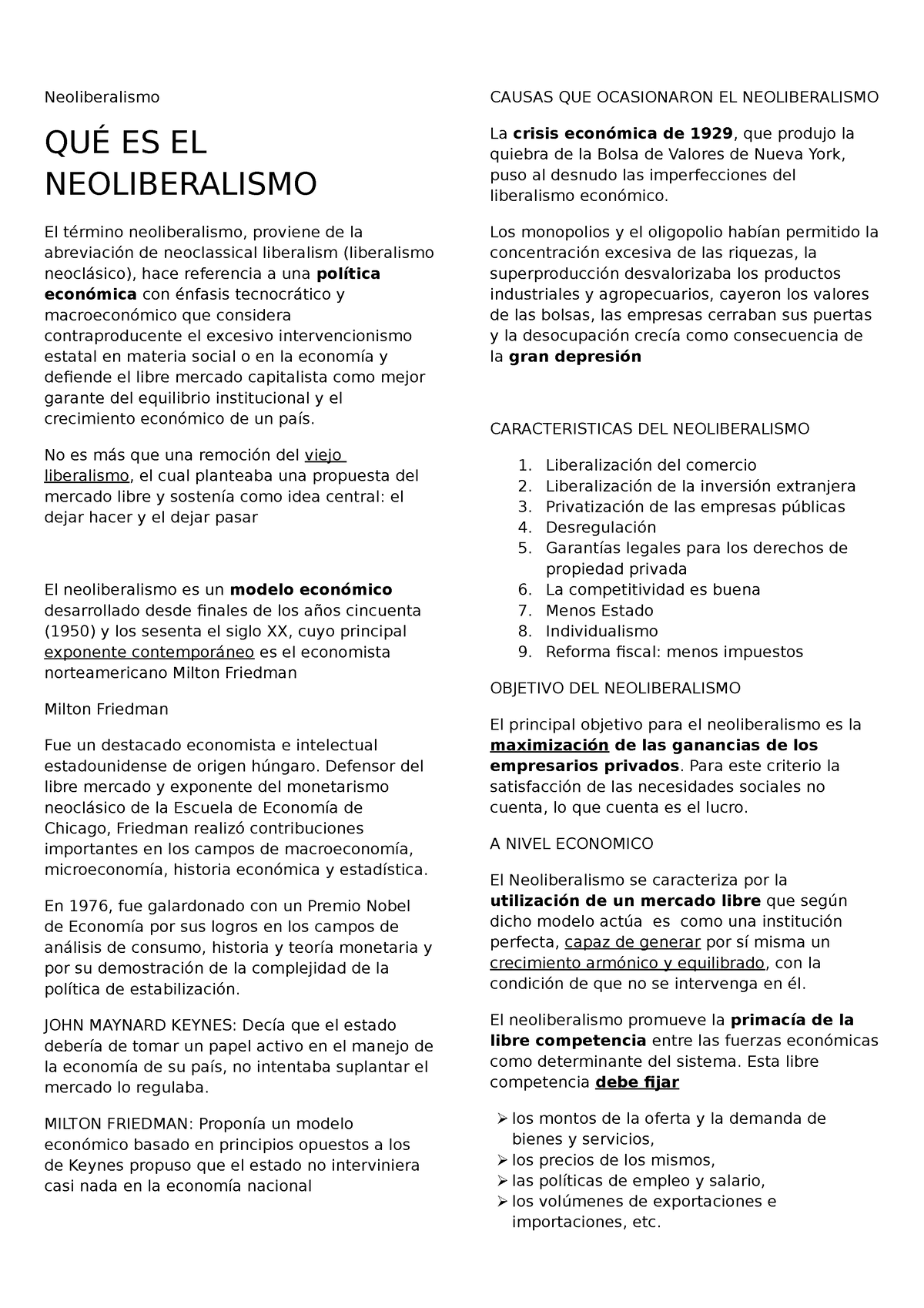 4.1 Neoliberalismo 2 P 2 Col - Neoliberalismo QUÉ ES EL NEOLIBERALISMO ...