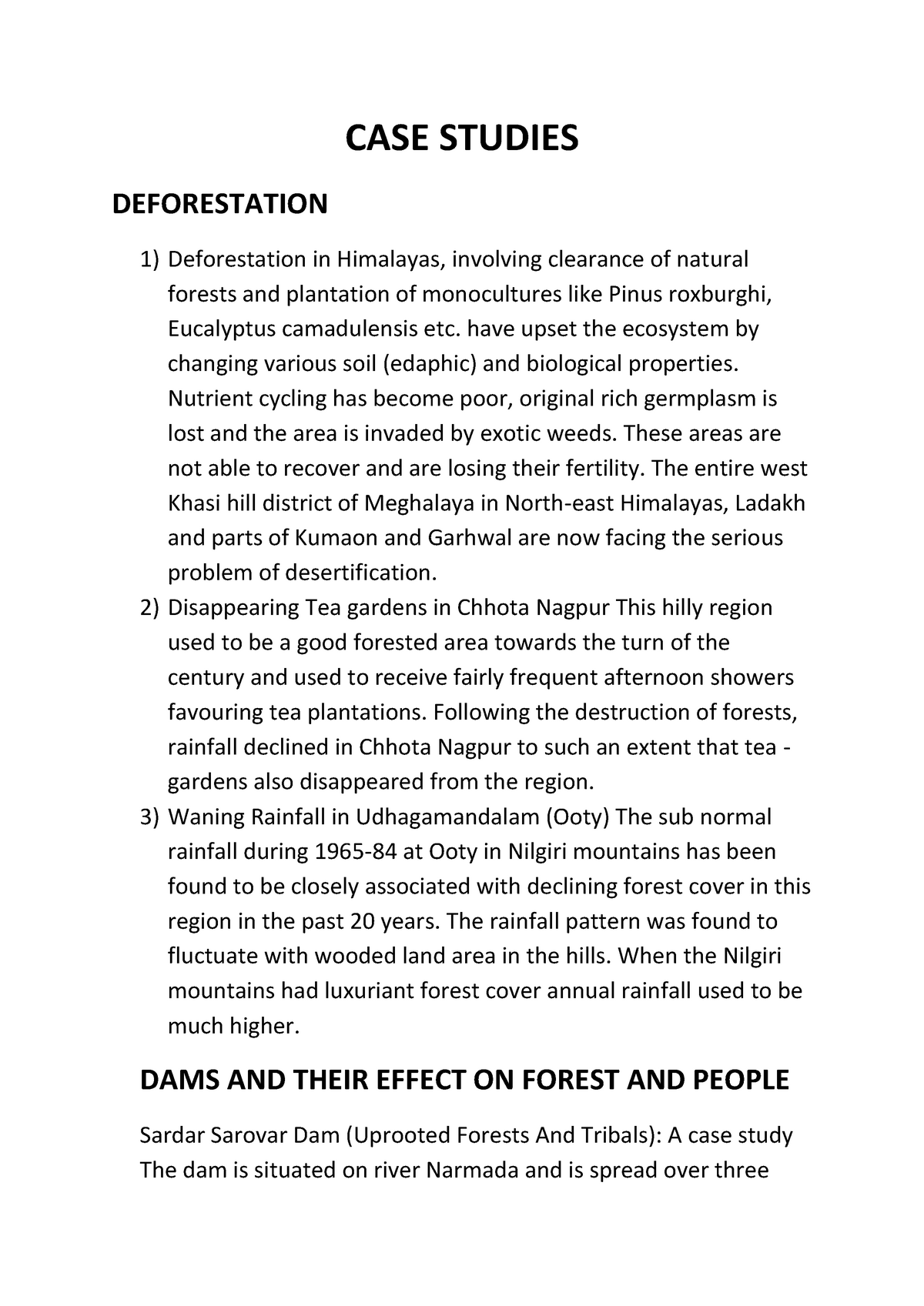 short case study on deforestation