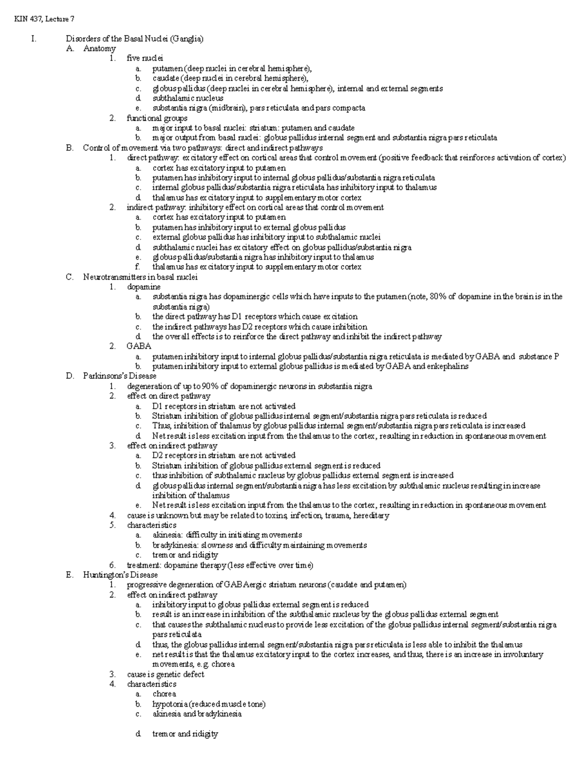 Lecture 7 - All notes midway through semester until final - KIN 437 ...