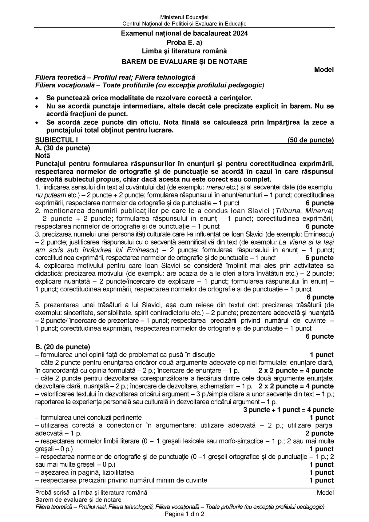 Document 2023 11 1 26649806 0 Model Subiecte Bac Romana 2024 Real ...