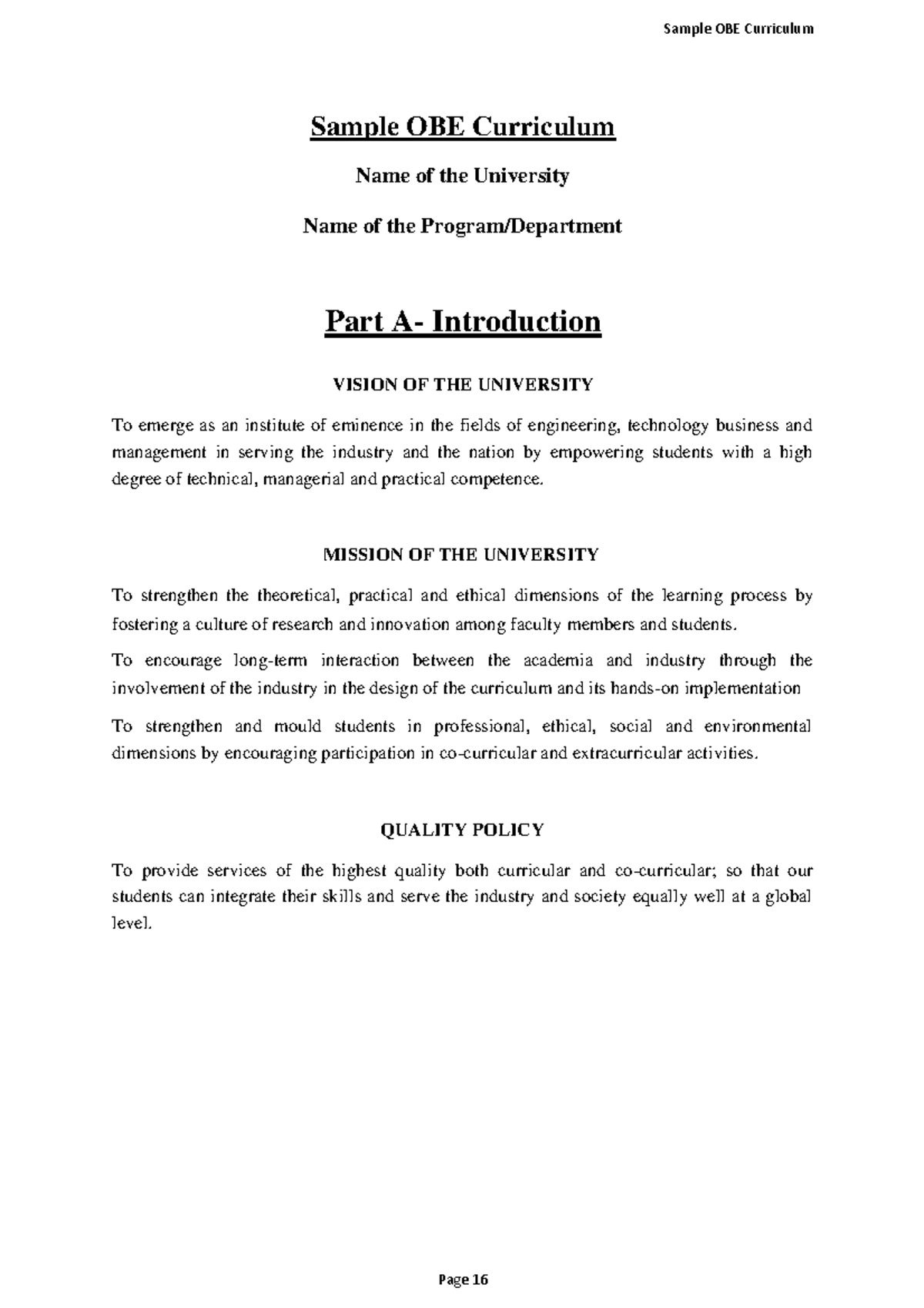 8 - Lecture notes 1 - Sample OBE Curriculum Name of the University Name ...