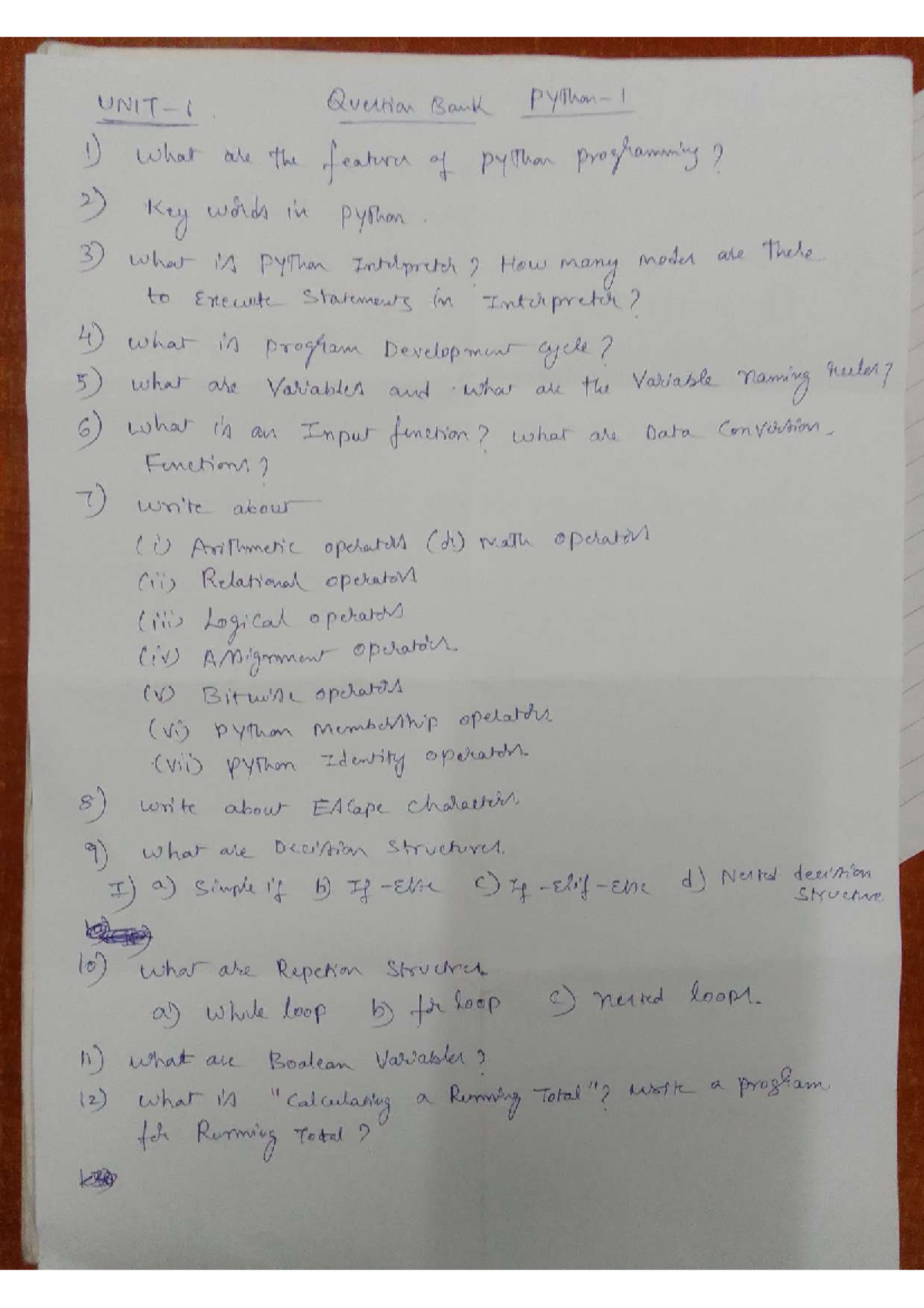 Unit 1 Python important Questions - Question Bank 1) what are the ...
