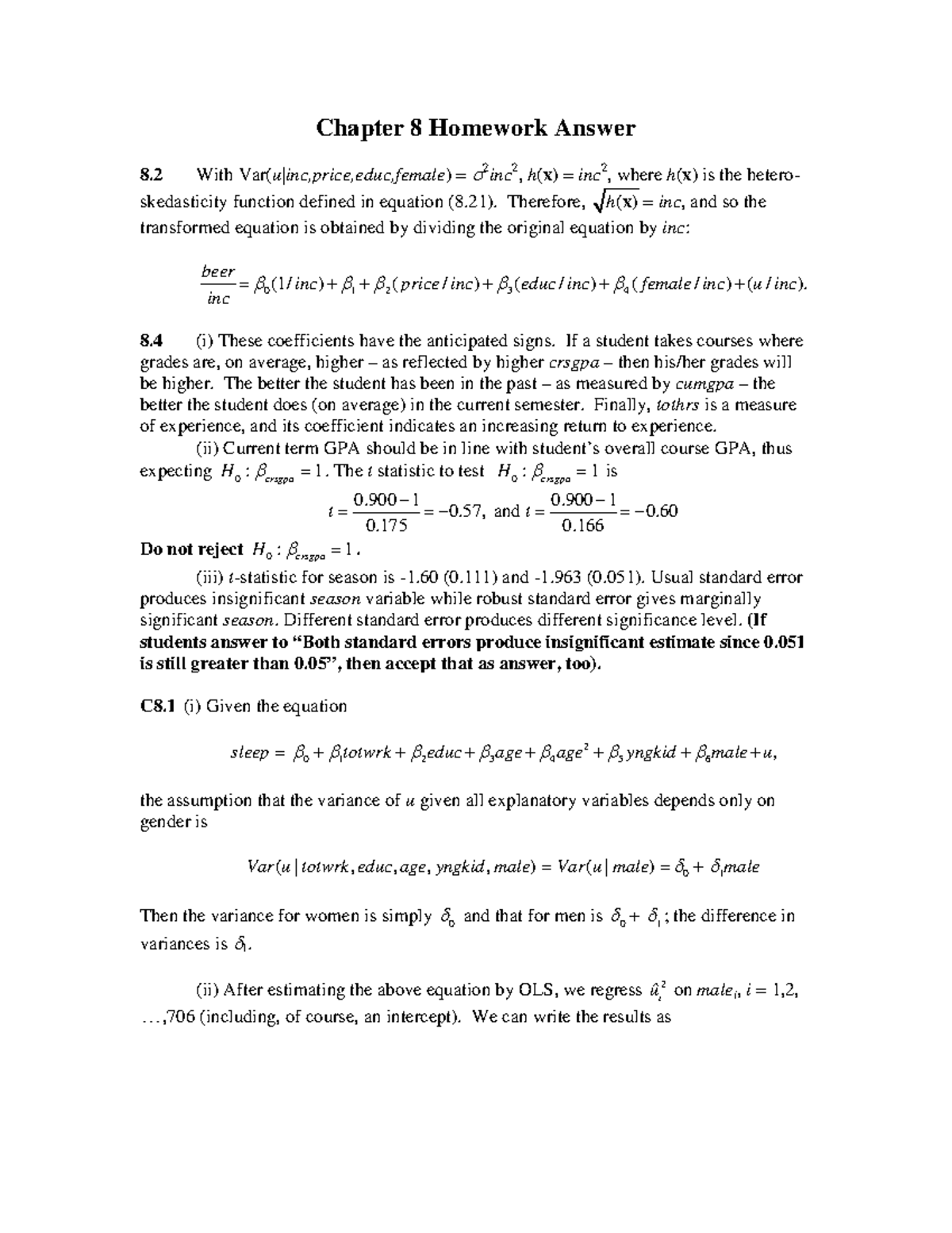 chapter 8 homework answer key