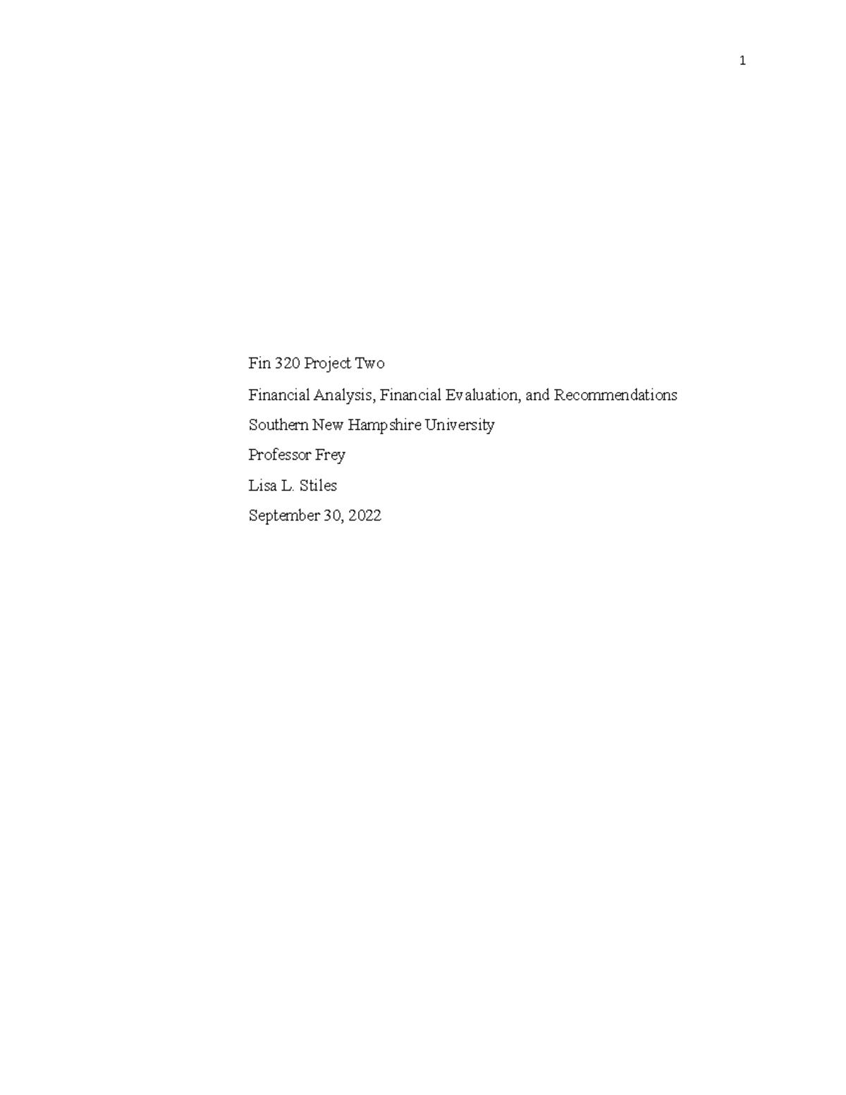 Project 2 Final Financial status of Johnson and Johnson Fin 320 Project Two Financial