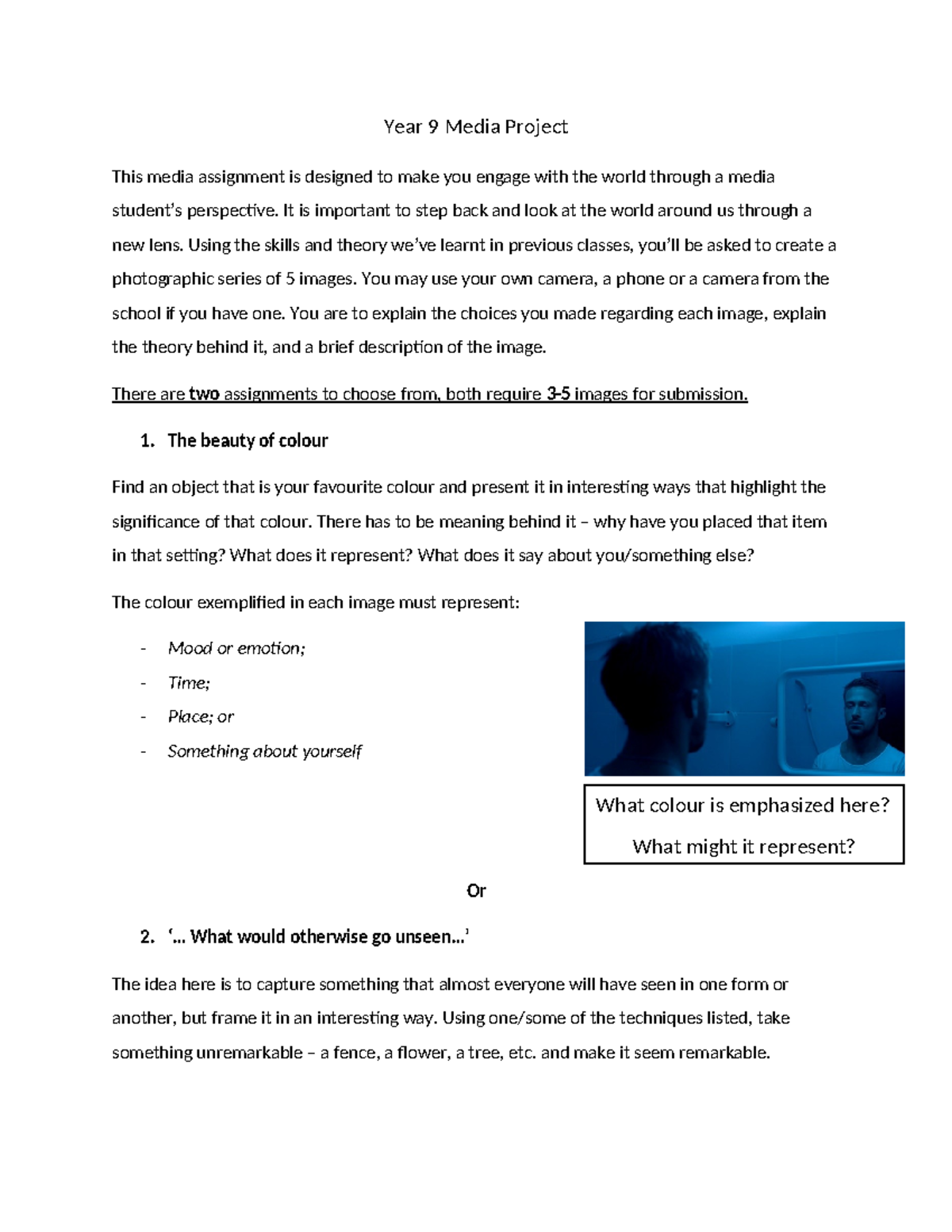 Year 9 Media Assessment (1) - Year 9 Media Project This media ...