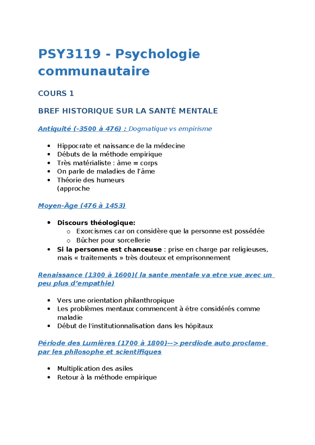 Cours 1-Psycom - PSY3119 - Psychologie communautaire COURS 1 BREF ...