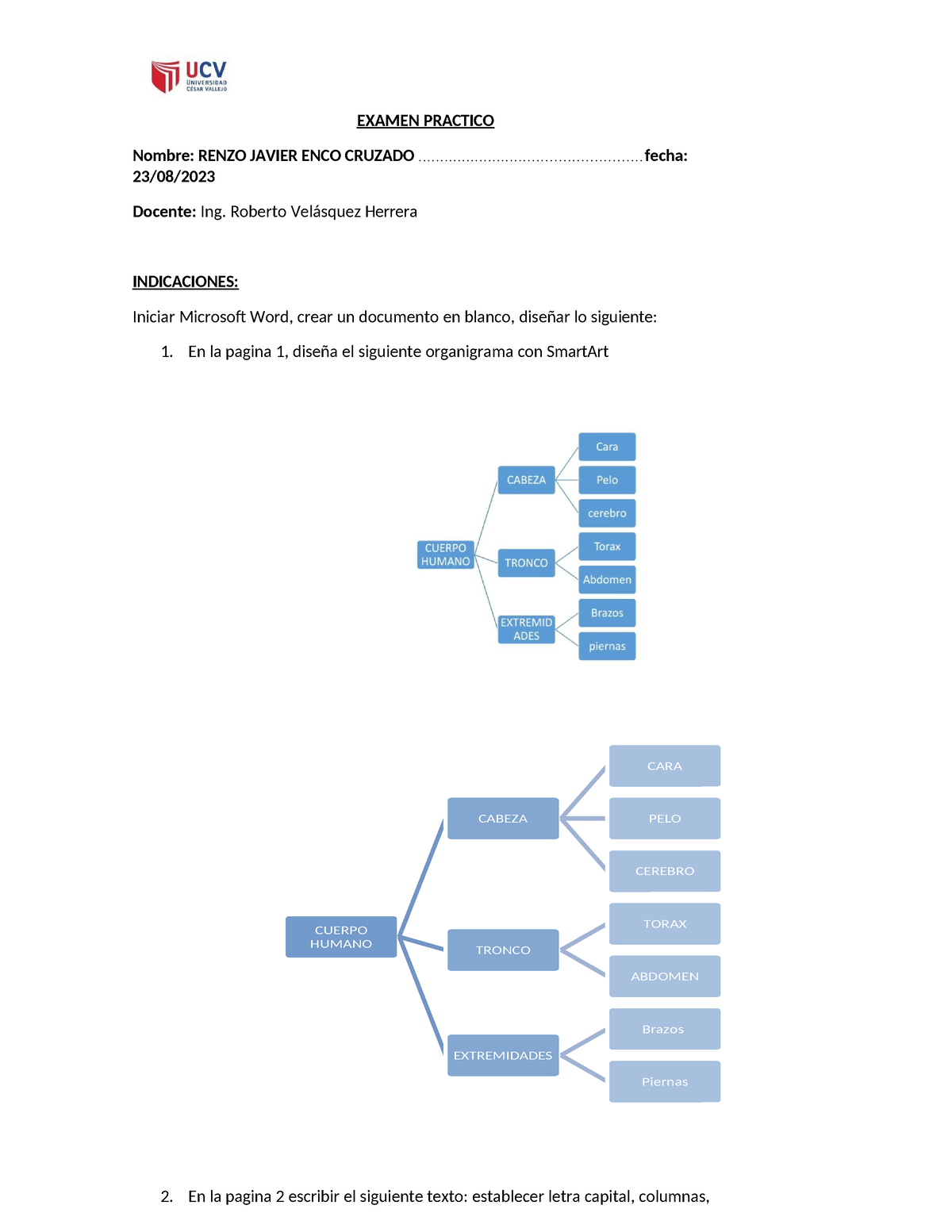 Examen Parcial 1 - Computo - EXAMEN PRACTICO Nombre: RENZO JAVIER ENCO ...