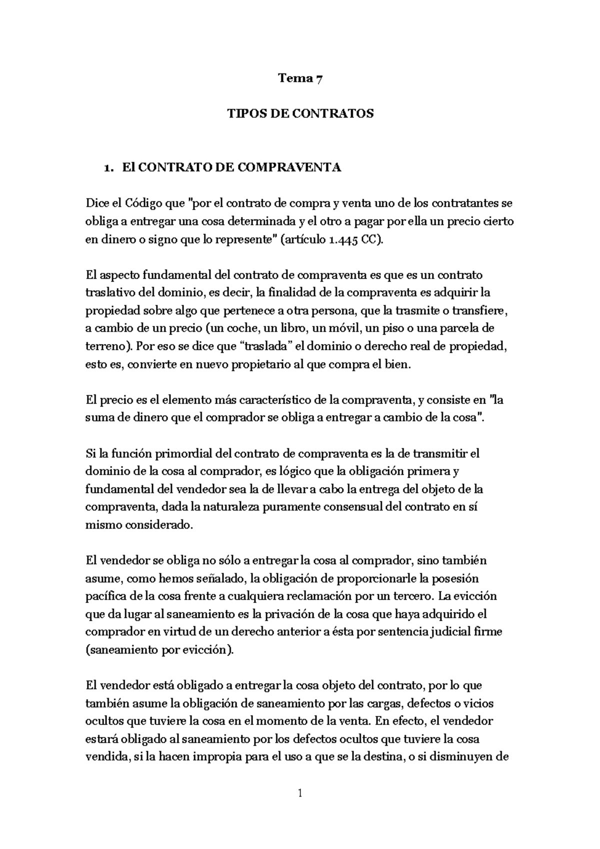 Tema Tipos De Contratos Tema Tipos De Contratos El Contrato De