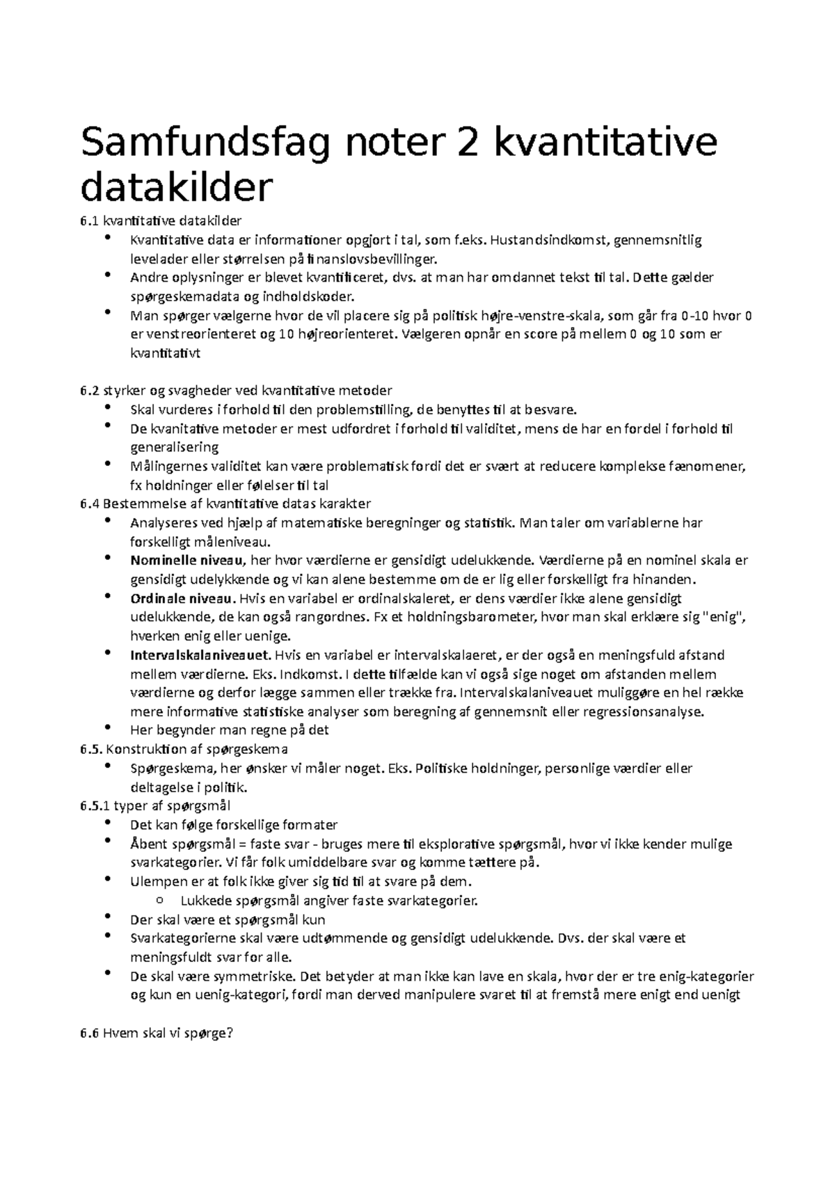 Samfundsfag Noter 2 Kvantitative Datakilder - Hustandsindkomst ...