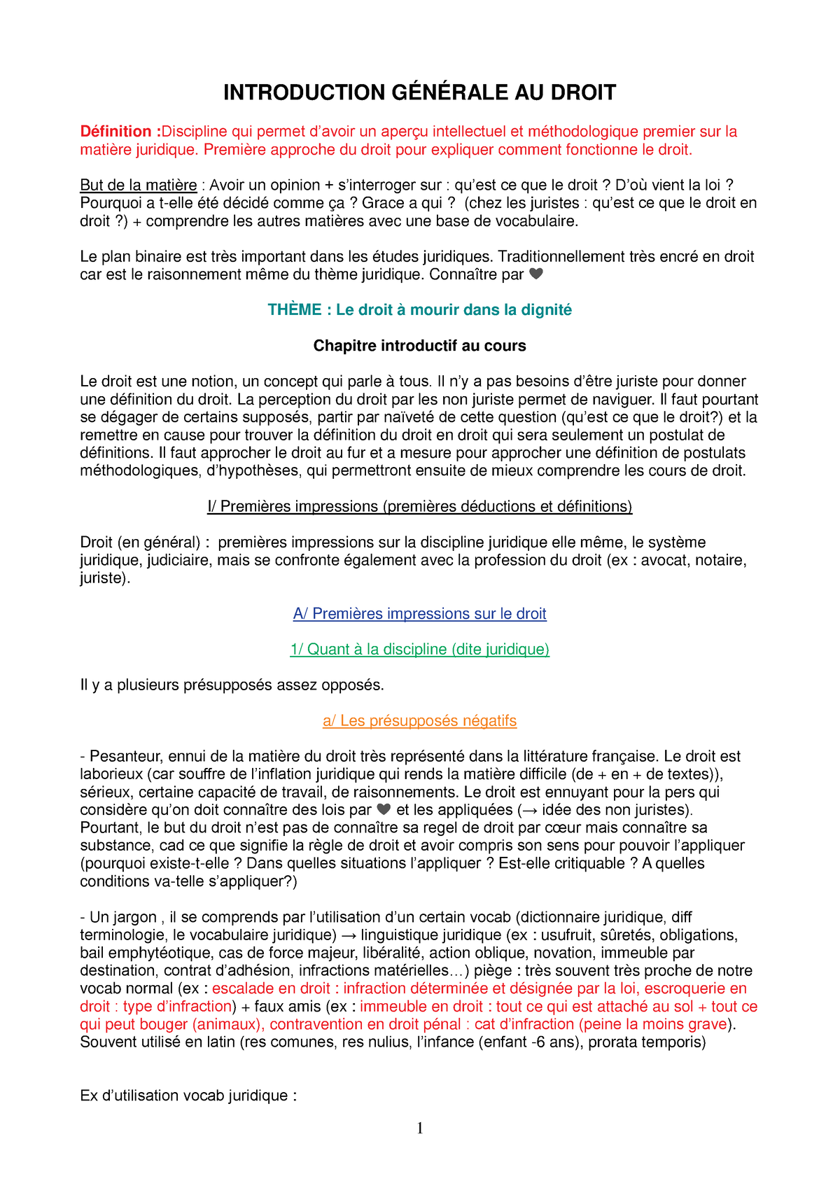 L1S1 Introduction Générale Au Droit - INTRODUCTION GÉNÉRALE AU DROIT ...