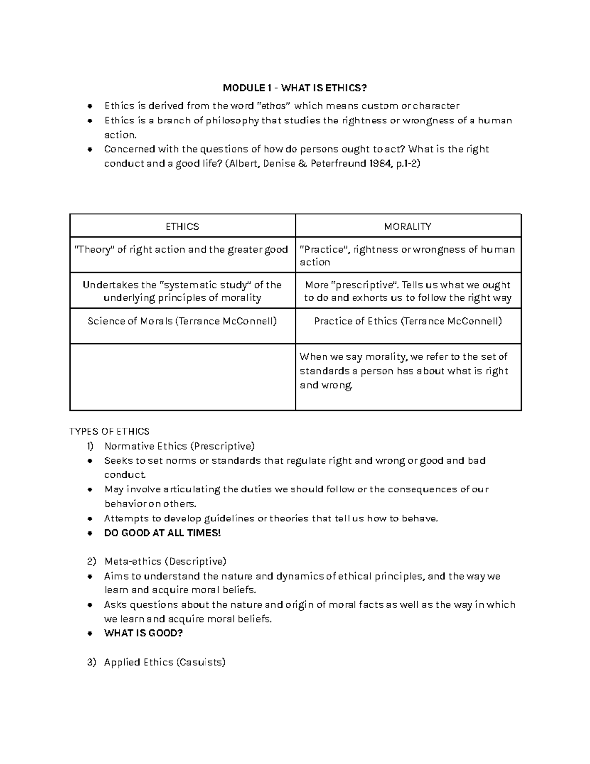 Module 1 - WHAT IS Ethics - MODULE 1 - WHAT IS ETHICS? Ethics Is ...