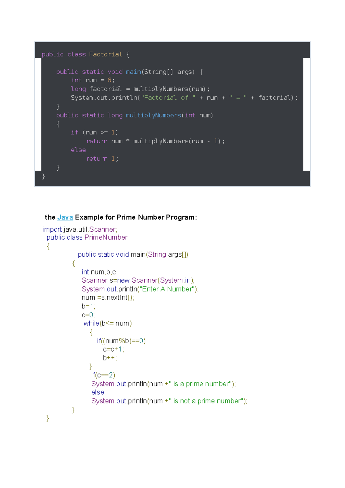 JAVA Programs - LAB - public class Factorial { public static void main ...