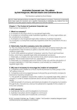 LAW 351 Assessment One - Primary focus is on Replaceable Rules and ...