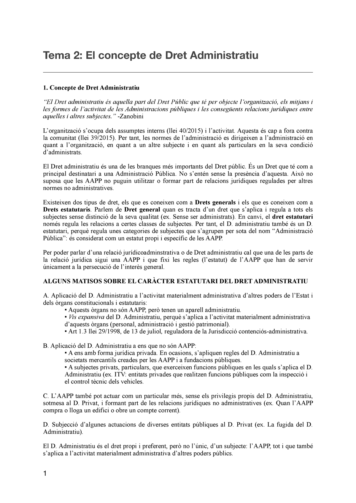 Tema 2 Administrativo Apuntes - Tema 2: El Concepte De Dret ...