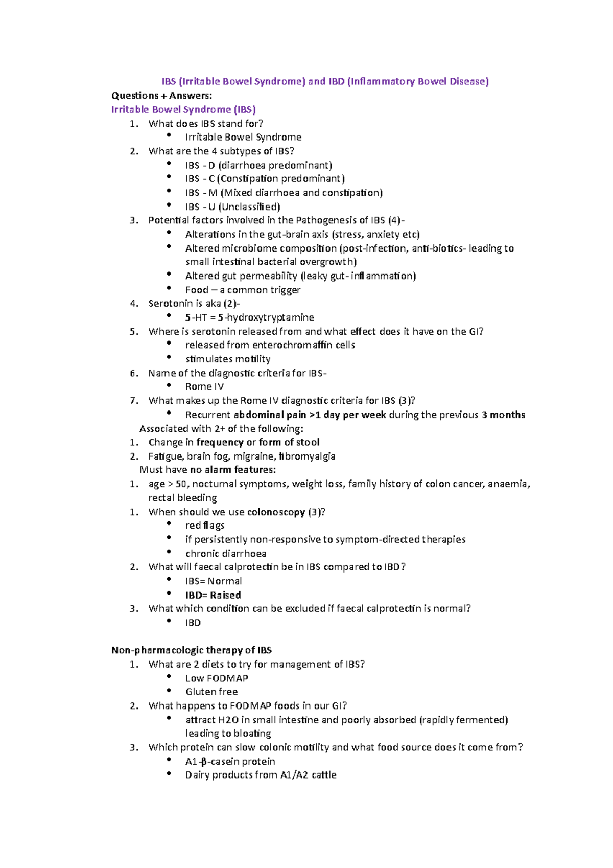 IBS (Irritable Bowel Syndrome) and IBD (Inflammatory Bowel Disease