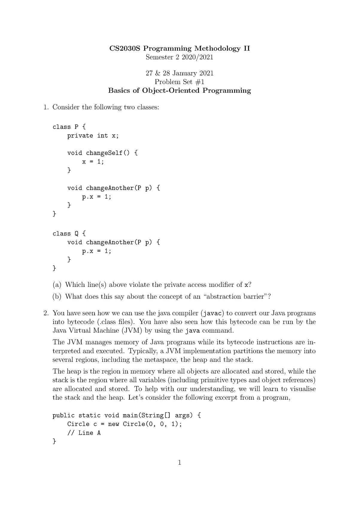 Recitation 01 - CS2030S Programming Methodology II Semester 2 2020/ 27 ...