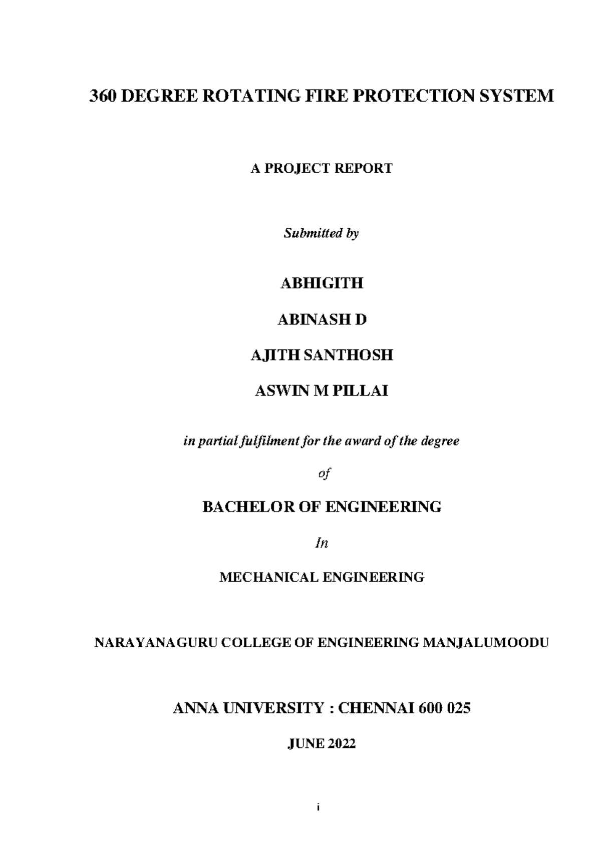 360 Degree Rotatin FIRE Protection SYS i 360 DEGREE ROTATING FIRE