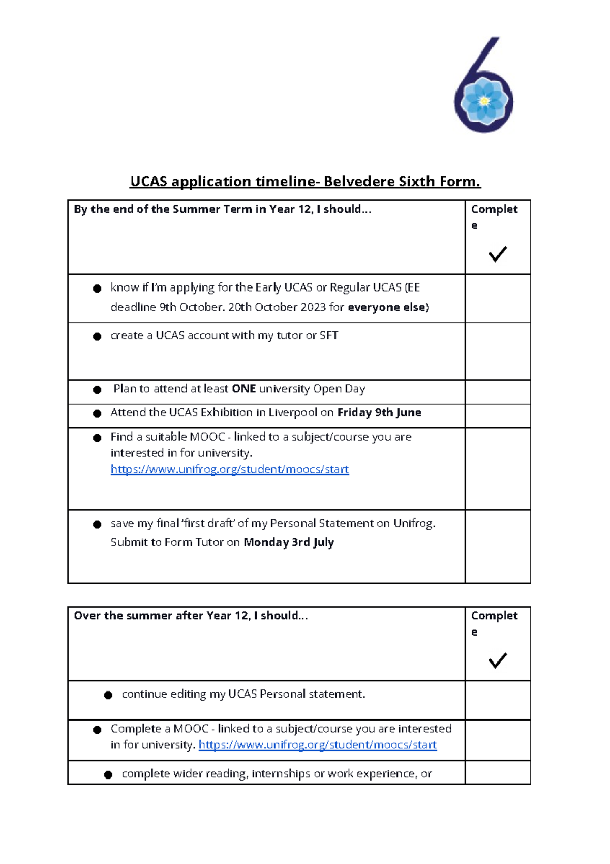 UCAS application timeline 2023-24 (checklist) - UCAS application