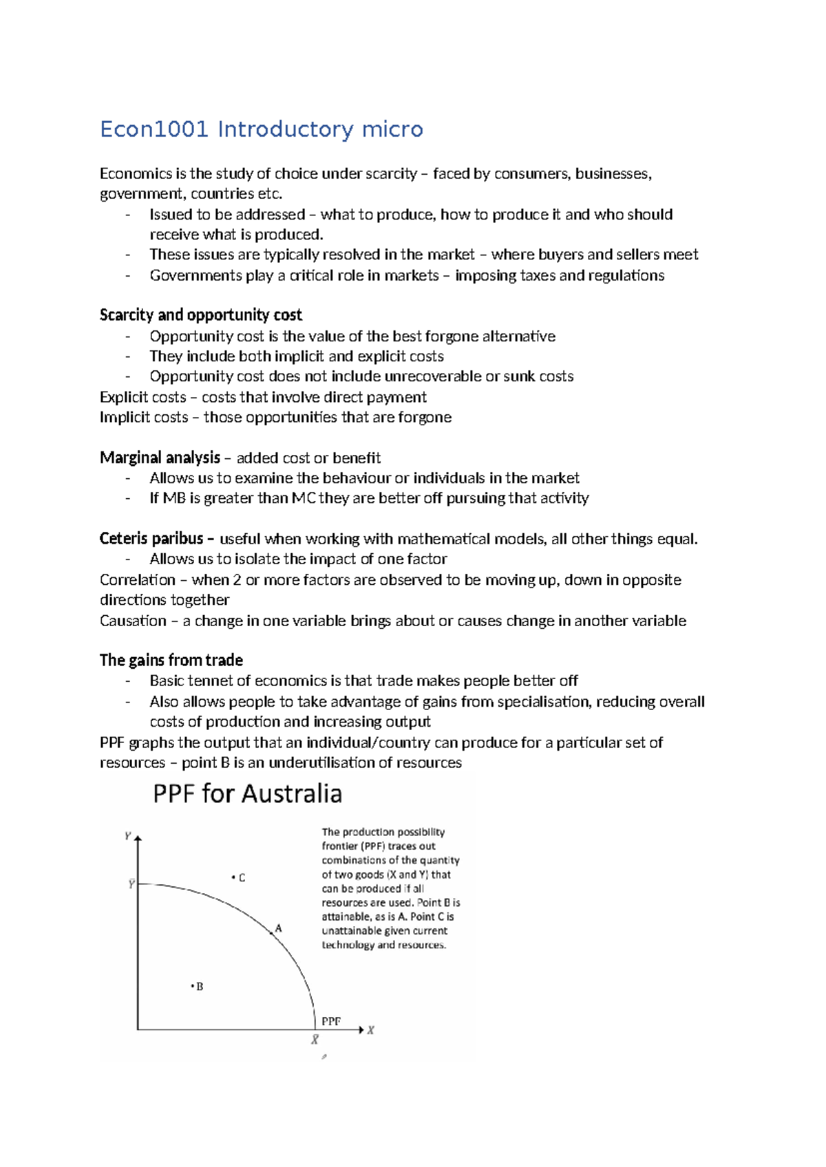 Econ1001 Introductory micro - Econ1001 Introductory micro Economics is ...