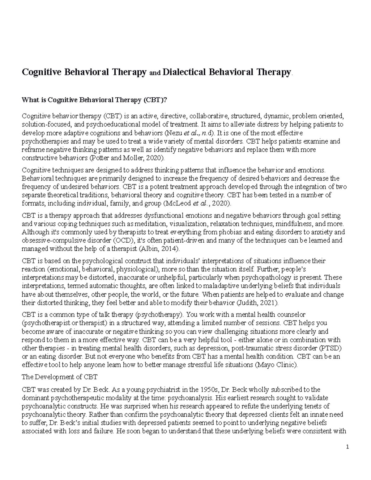 cognitive behavioral therapy case study pdf