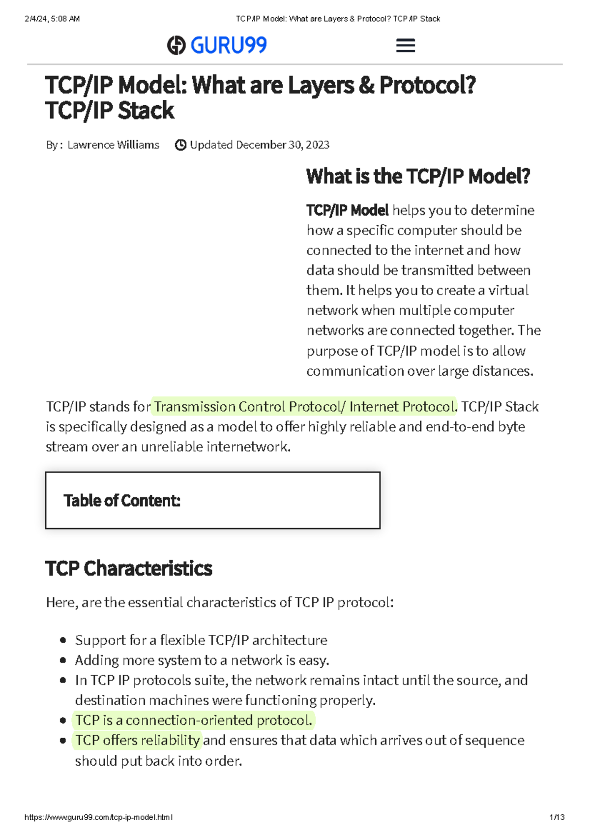 TCP IP Model What are Layers & Protocol TCP IP Stack - TCP/IP Model ...