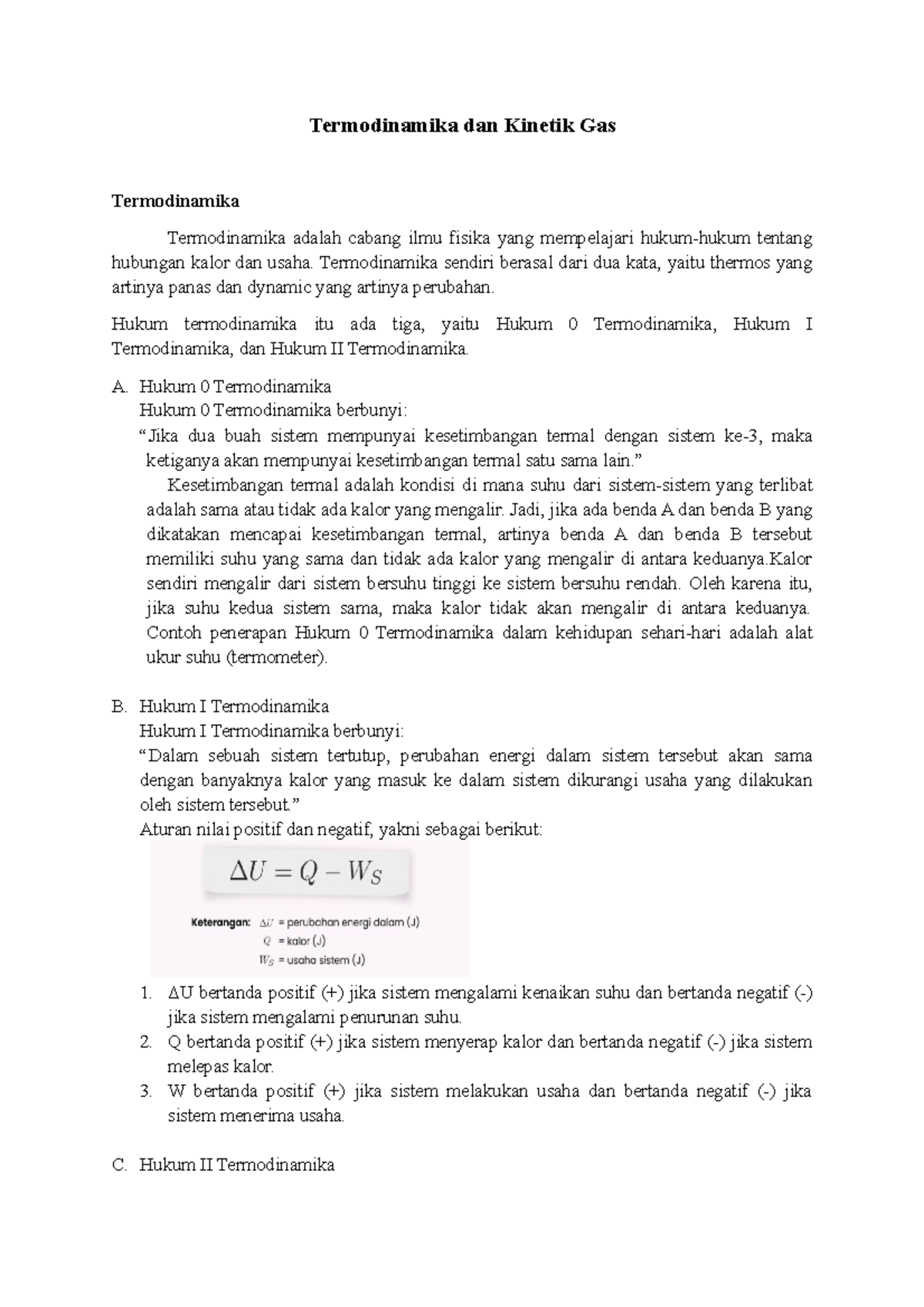 Tugas 1 - Fisika - Termodinamika Dan Kinetik Gas Termodinamika ...