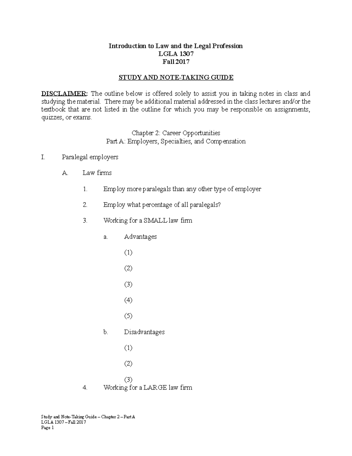 Study And Note-taking Guide - Chapter 2 - Part A - Introduction To Law 