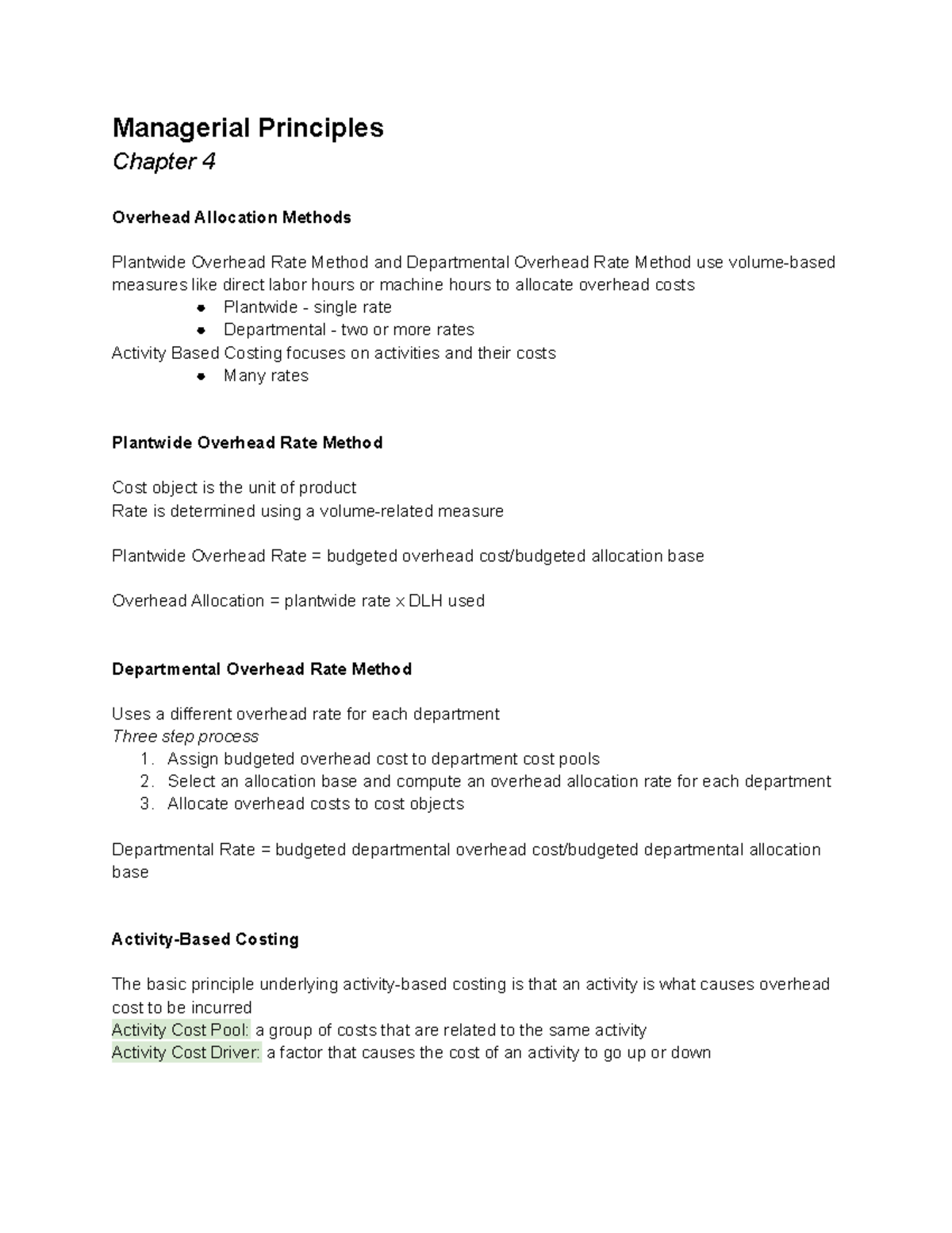 Managerial Principles Chapter 4 - Managerial Principles Chapter 4 ...