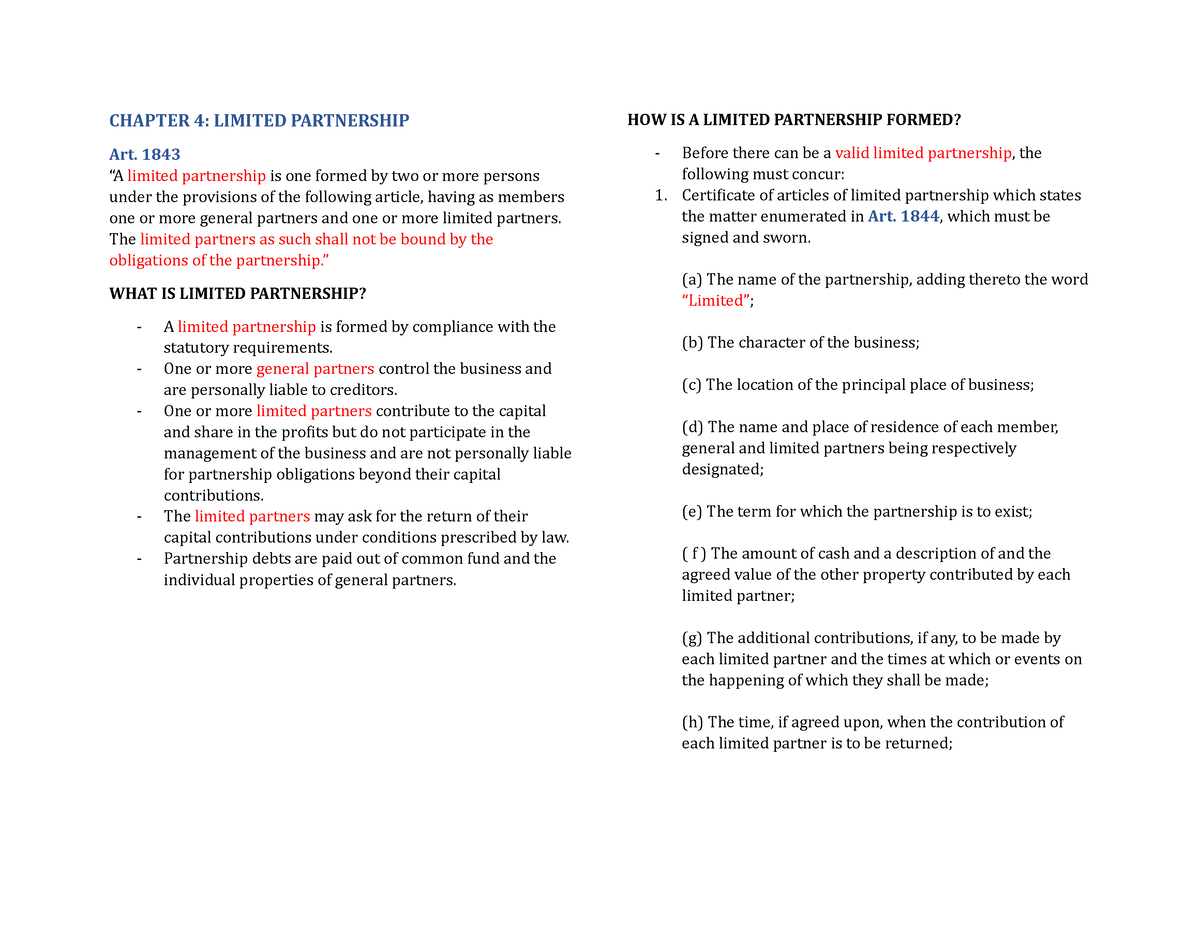 CHAP4 Limited Partnership CHAPTER 4 LIMITED PARTNERSHIP Art 1843   Thumb 1200 927 