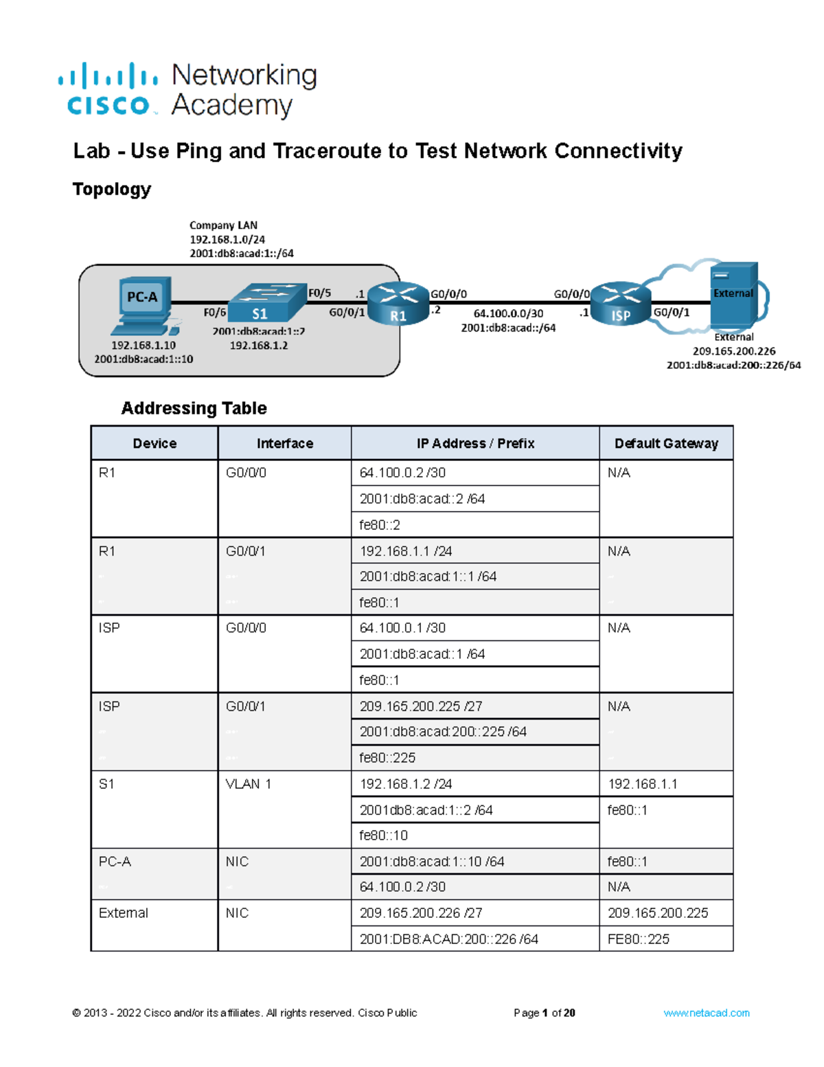 13.3.2 Lab - Use Ping and Traceroute to Test Network Connectivity ...