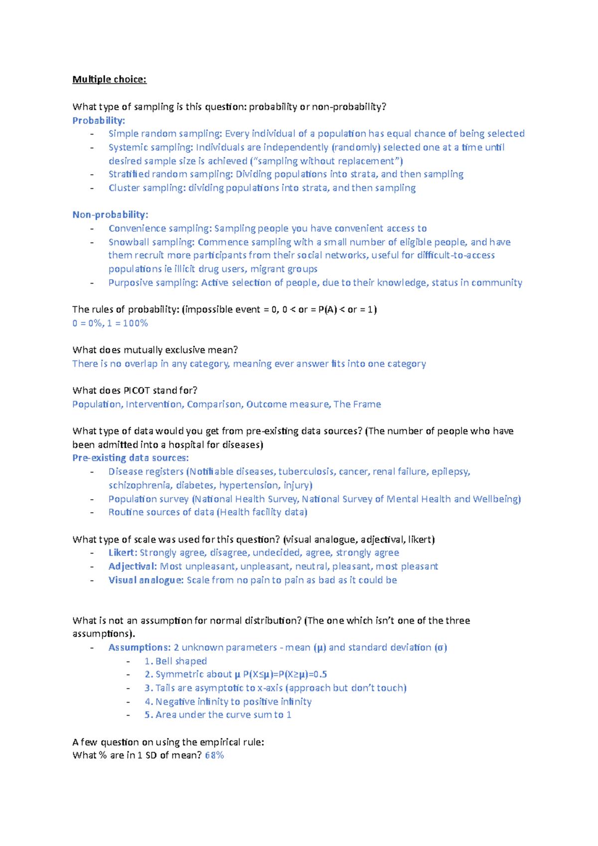 Sample/practice exam 2018, questions and answers - Multiple choice ...