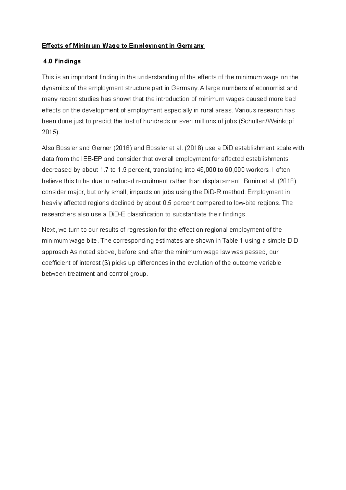 Effects of Minimum Wage to Employment in Germany - A large numbers of ...