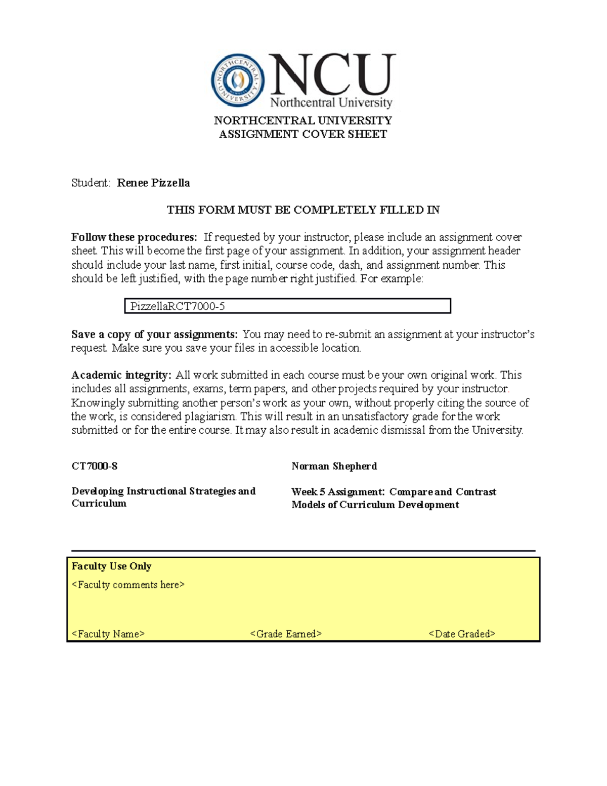 assignment cover sheet uc