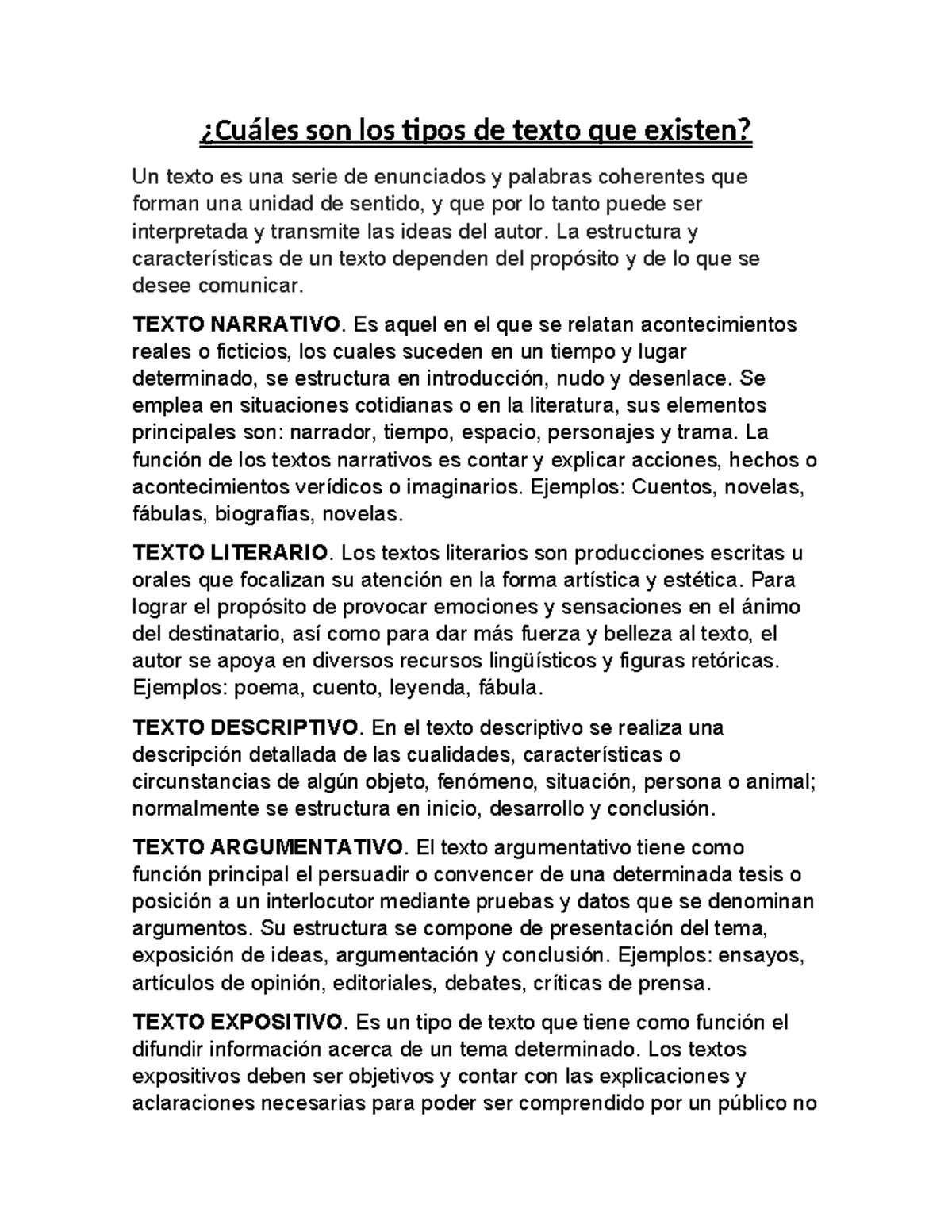 Cuáles son los tipos de texto que existen - ¿Cuáles son los tipos de ...