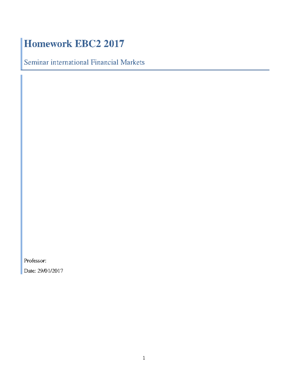 Homework Seminar International Financial Market
