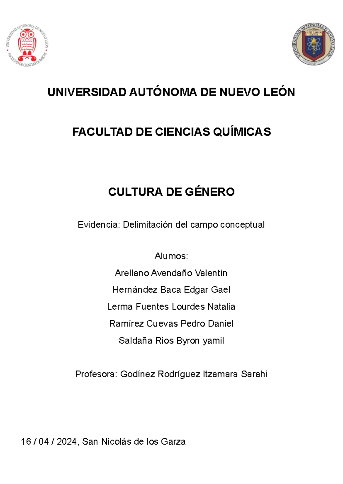 Ev Delimitacion Universidad AutÓnoma De Nuevo LeÓn Facultad De Ciencias QuÍmicas Cultura De 3957