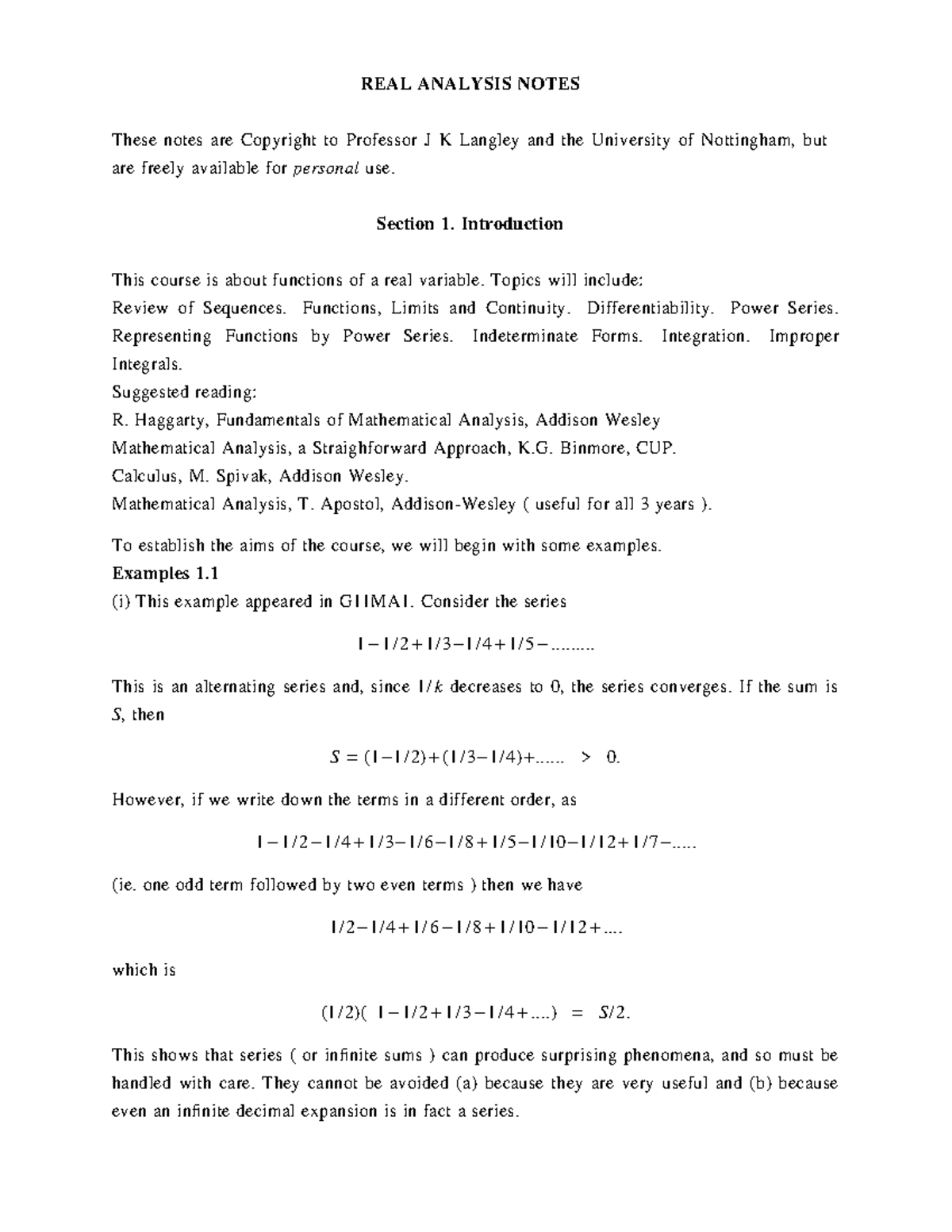 Realanalysis-notes - Additional Notes On Concepts And Proofs ...