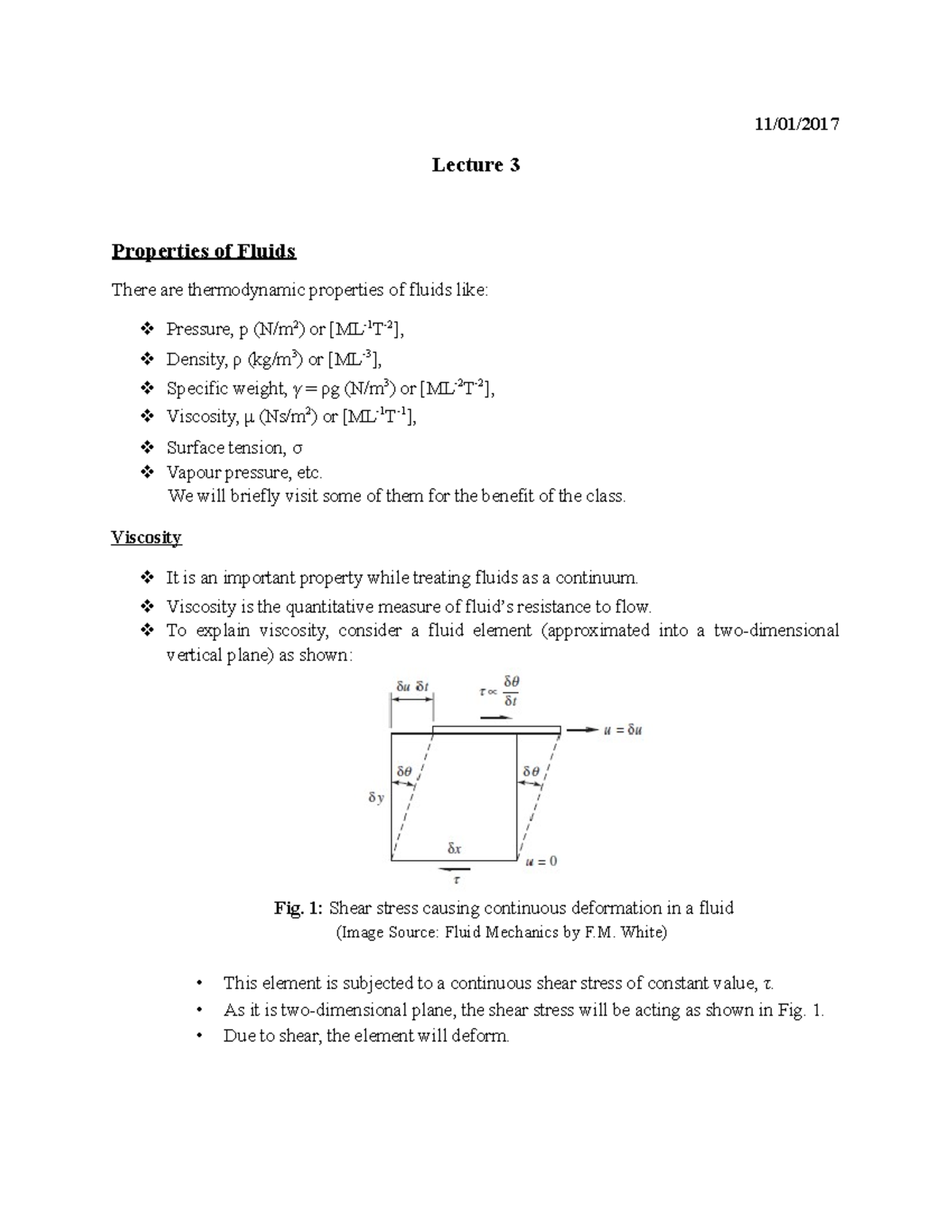 Lecture 3 Fluid Properties - 11/01/ Lecture 3 Properties of Fluids ...