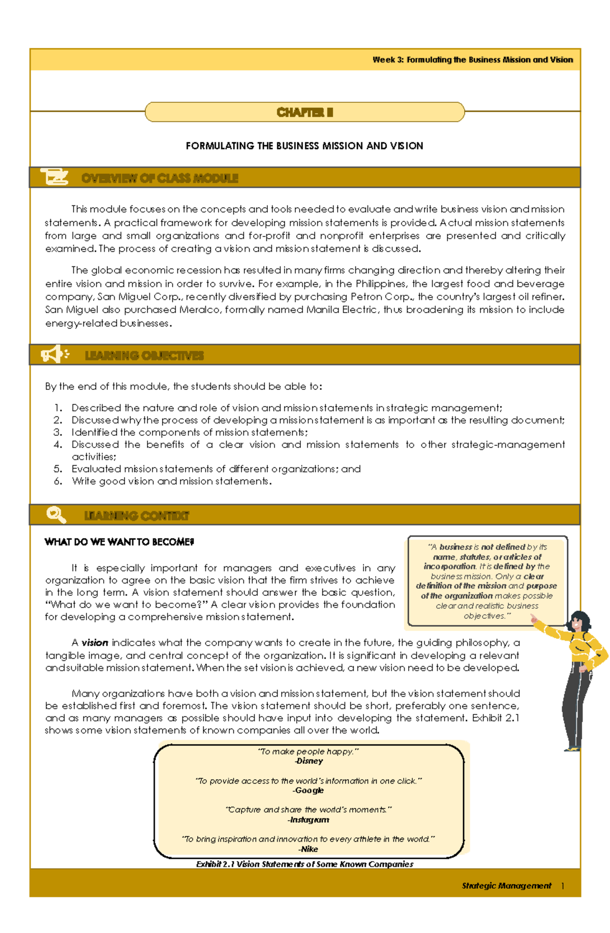 Formulating the Business Mission and Vision - Exhibit 2 Vision ...