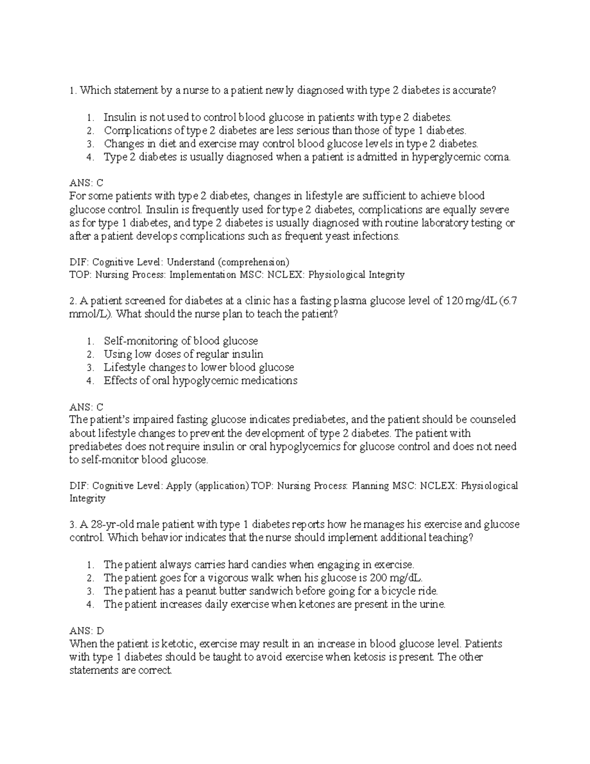 Ch 48 lewis test bank - 1. Which statement by a nurse to a patient ...