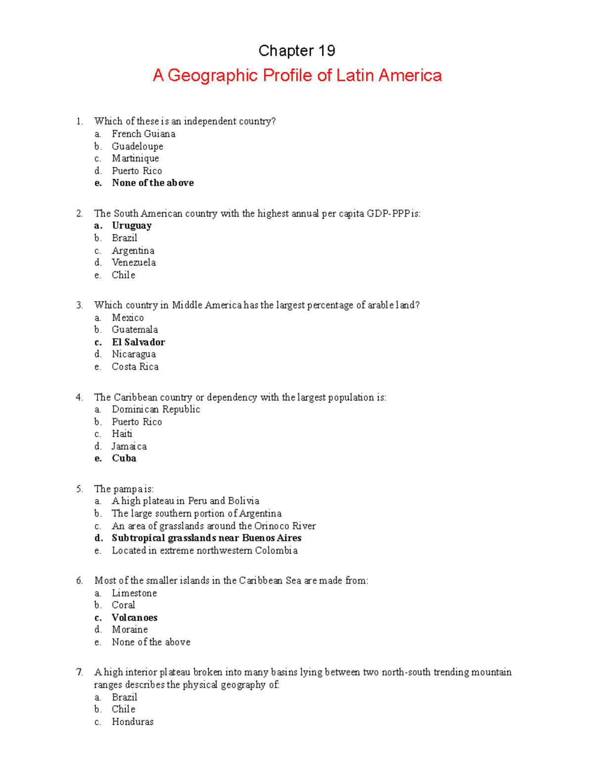 Ch19 A Geographic Profile of Latin America - Chapter 19 A Geographic ...