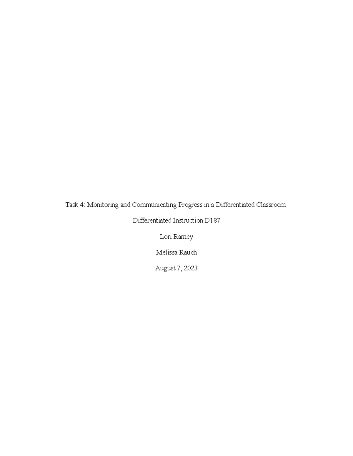 D187 Task 4 - Content is HS Agriculture - Task 4: Monitoring and ...