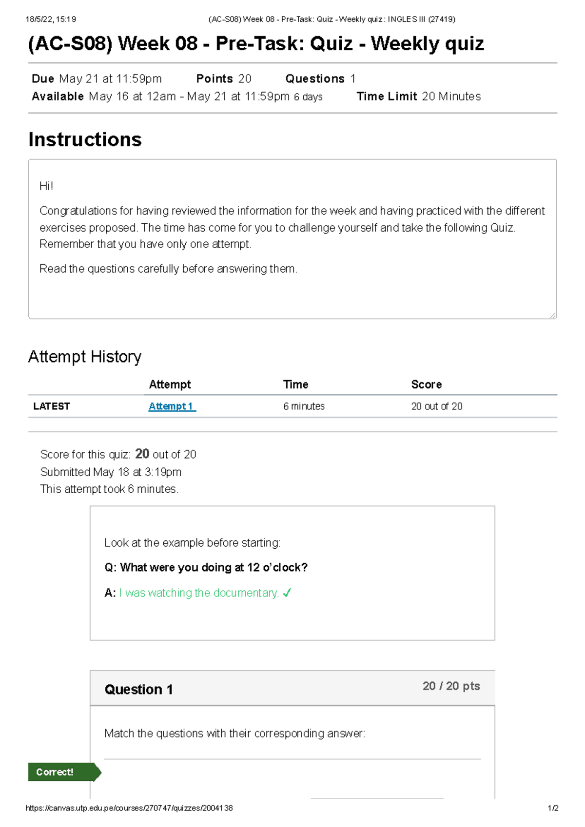 (AC-S08) Week 08 - Pre-Task_ Quiz - Weekly Quiz _ INGLES III (27419 ...