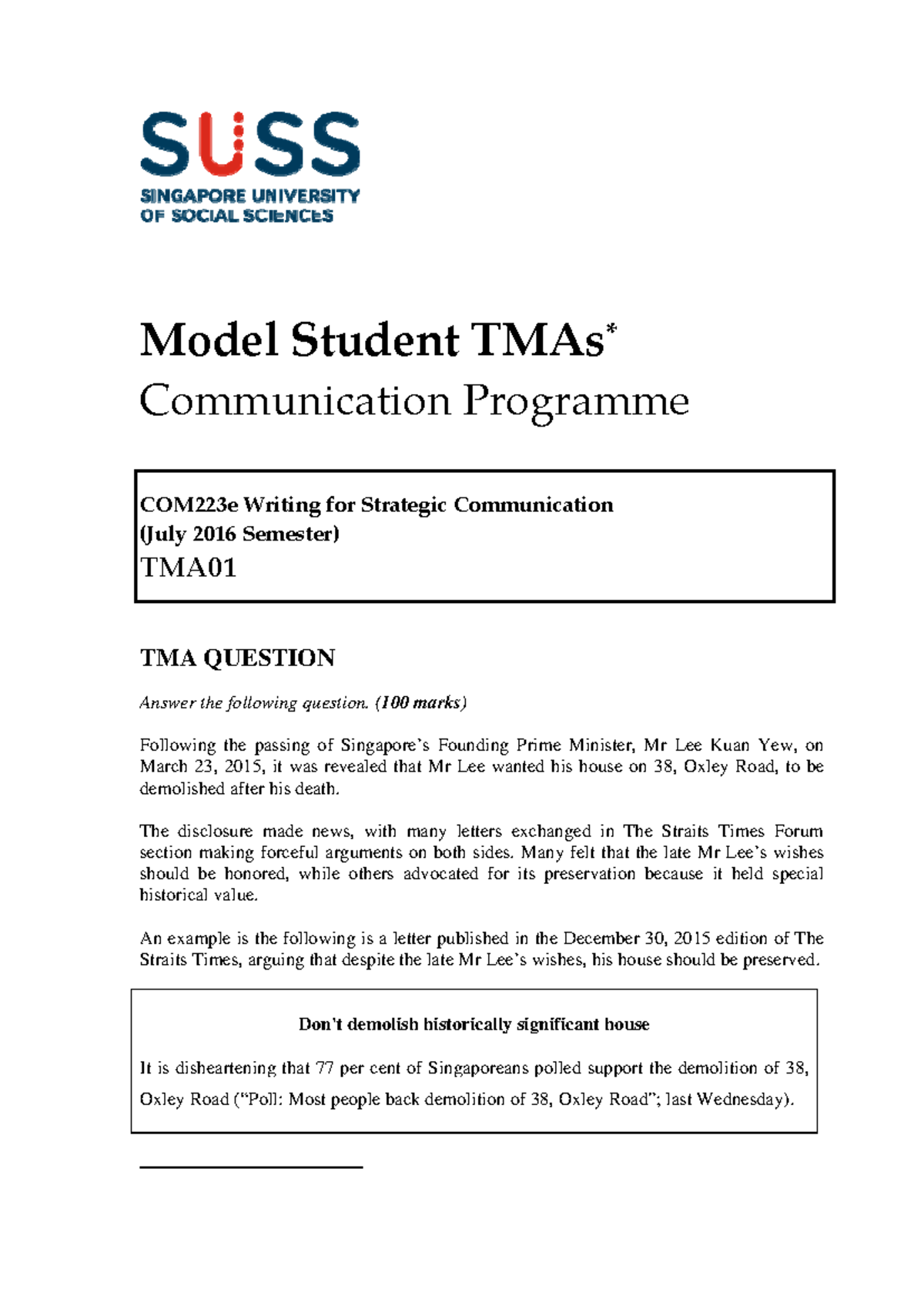 Model TMA COM223 TMA01 - nil - Model Student TMAs * Communication ...