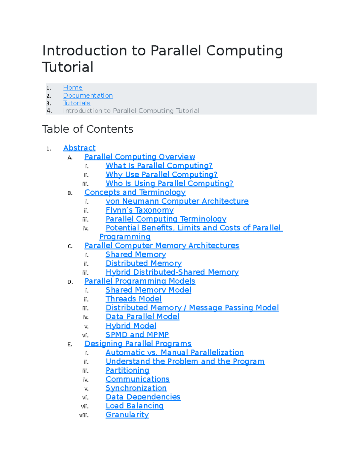 Introduction To Parallel Computing Tutorial - Introduction To Parallel ...